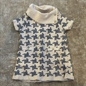 Janie and Jack Cream and Black Houndstooth Sweater Dress